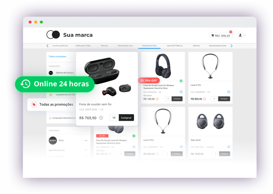 Seus clientes fazendo pedidos no seu catálogo online a qualquer hora e lugar.