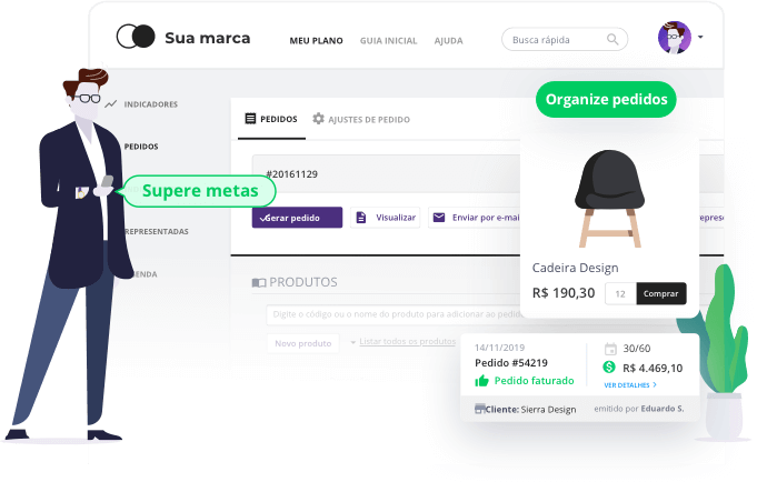 Software de vendas do representante comercial